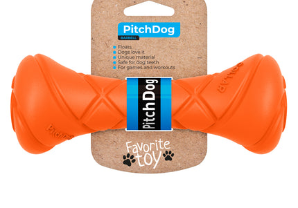 PitchDog Barbell Bone-Shaped Fetch Toy – Lightweight Durable Orange Design