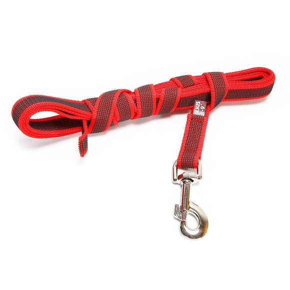 Julius K9 Supergrip Color & Gray Training Leash 1.4x300cm – Non-Slip Durable Red Lead