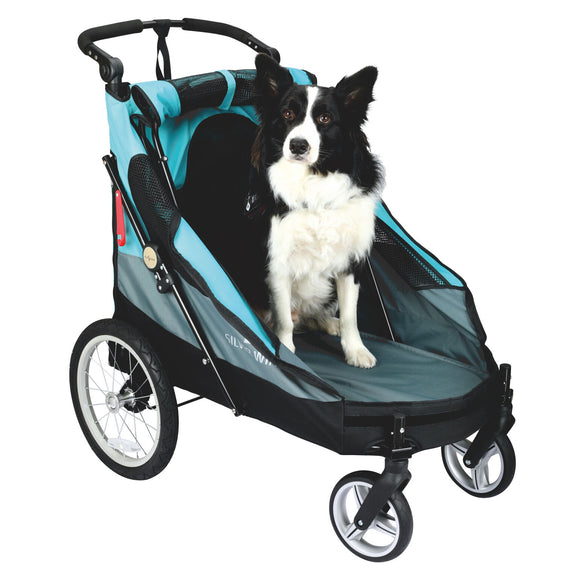 Show Tech Petstro Large 4-Wheel Buggy – Turquoise Grey, Spacious Stroller, Supports Up to 55kg