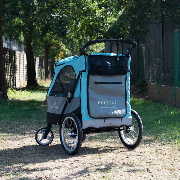Show Tech Petstro Large 4-Wheel Buggy – Turquoise Grey, Spacious Stroller, Supports Up to 55kg