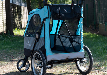 Show Tech Petstro Large 4-Wheel Buggy – Turquoise Grey, Spacious Stroller, Supports Up to 55kg