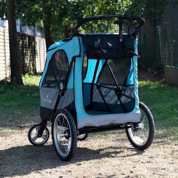 Show Tech Petstro Large 4-Wheel Buggy – Turquoise Grey, Spacious Stroller, Supports Up to 55kg