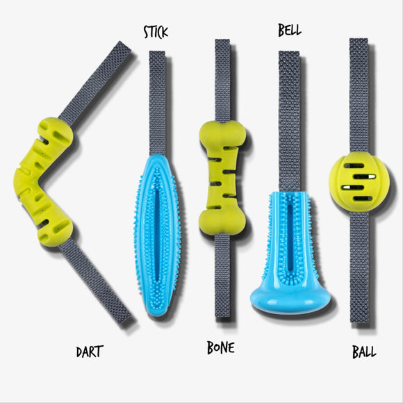 Nuzzle Puzzle Fling N Forage Stick – Rubber Dog Toy with Handle, Durable Treat Dispenser