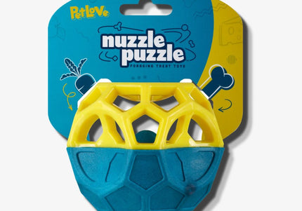 Nuzzle Puzzle Cube 8.5cm – Bouncing Floating Treat Toy with Squeaker, Engaging Design