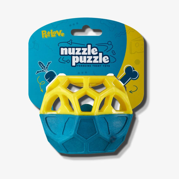 Nuzzle Puzzle Cube 8.5cm – Bouncing Floating Treat Toy with Squeaker, Engaging Design