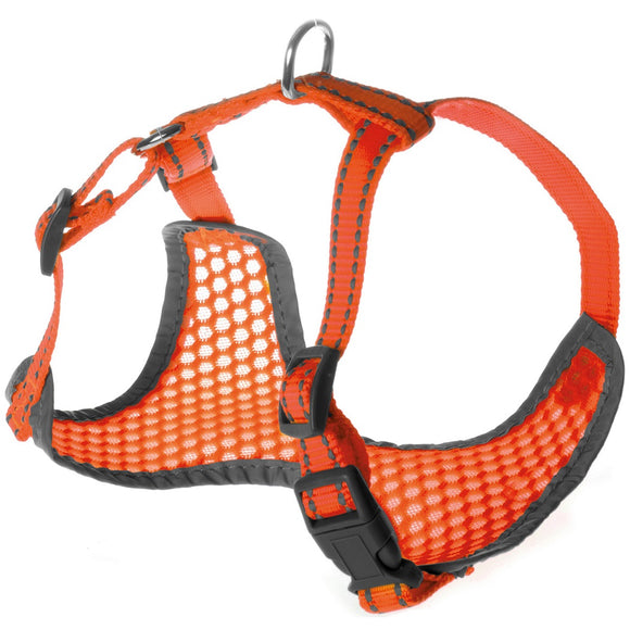 Record Fluo Orange Harness – Airy Mesh Dog Harness with Reflective Strips, Large Size