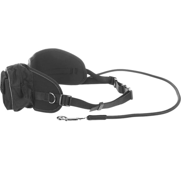 Flamingo Janko Jogging Leash – Hands-Free Elastic Cord with Hip Belt and Storage Pocket, Black