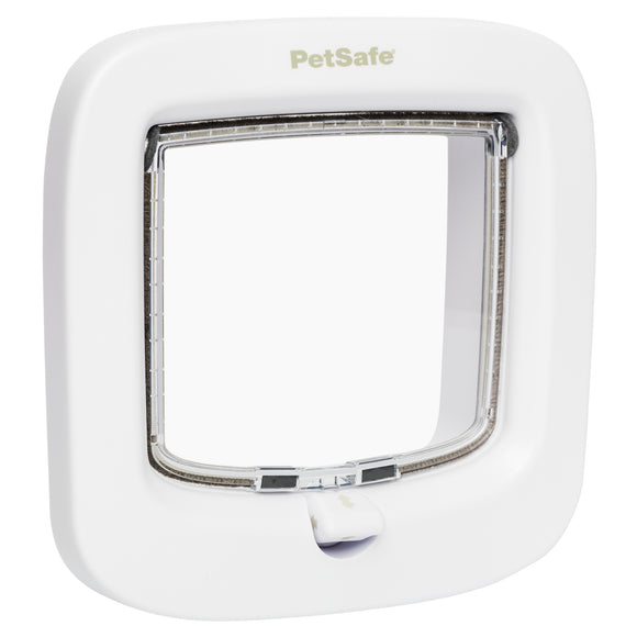 PetSafe Manual-Locking Cat Flap – White Door with Built-in Tunnel and Secure Locking Mechanism