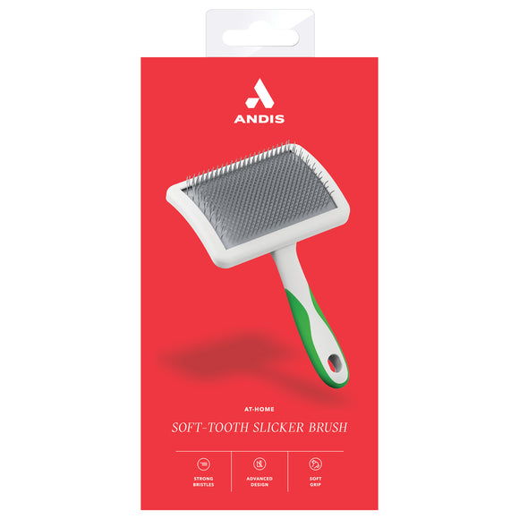 Andis Soft-Tooth Slicker Brush – Gentle Pin Brush with Flexible Bristles for Sensitive Coats