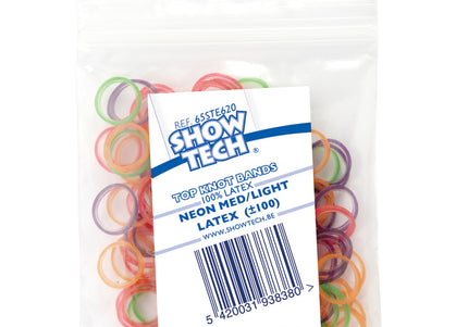 Show Tech Light Latex Grooming Bands – Thin, Mixed Colors, 100 Pack, 0.8cm Diameter