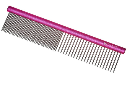 Madan Professional Mini Light Face Comb 11.5cm – Lightweight Aluminum Handle, Mixed Tooth Spacing, Red