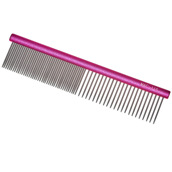 Madan Professional Mini Light Face Comb 11.5cm – Lightweight Aluminum Handle, Mixed Tooth Spacing, Red