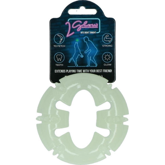Glow Bite Right Tonight Glowing Fetch Ring – Fluorescent 10cm Dog Toy, Durable Design