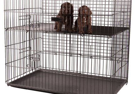 Show Tech Puppy Play Pen Large 122x122x81cm – Adjustable Double-Bottom Cage, Spacious Secure Design