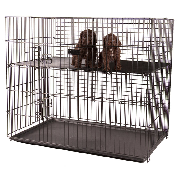 Show Tech Puppy Play Pen Large 122x122x81cm – Adjustable Double-Bottom Cage, Spacious Secure Design