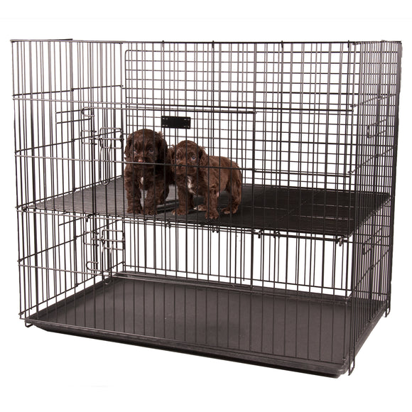 Show Tech Puppy Play Pen Large 122x122x81cm – Adjustable Double-Bottom Cage, Spacious Secure Design