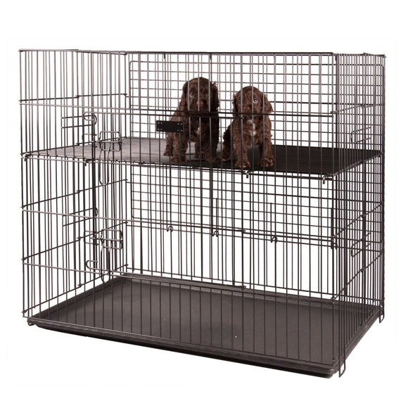 Show Tech Puppy Play Pen Medium 92x92x81cm – Adjustable Double-Bottom Cage, Secure and Spacious Design