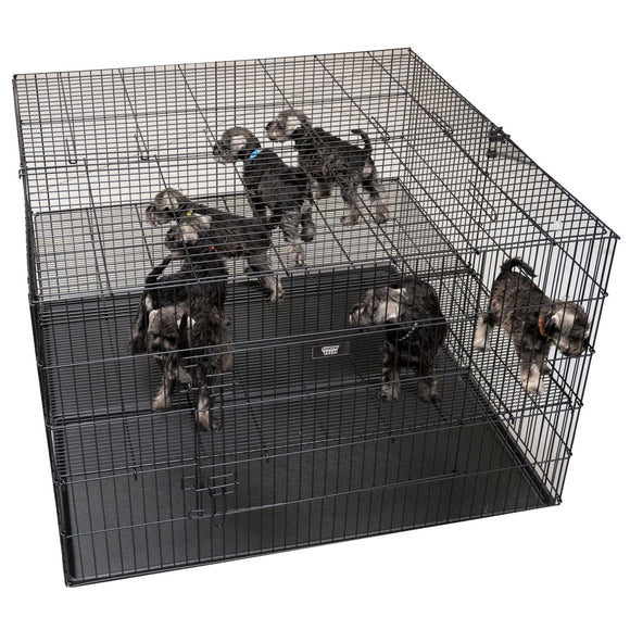 Show Tech Puppy Play Pen Large 122x122x81cm – Adjustable Double-Bottom Cage, Spacious Secure Design