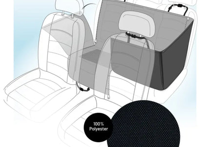 Flamingo Logi Black Car Seat Cover 135x148cm – Durable Waterproof Back Seat Protector