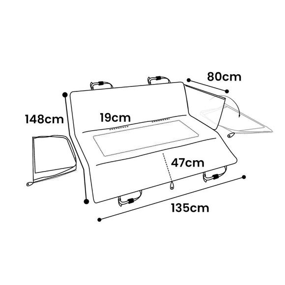 Flamingo Logi Black Car Seat Cover 135x148cm – Durable Waterproof Back Seat Protector