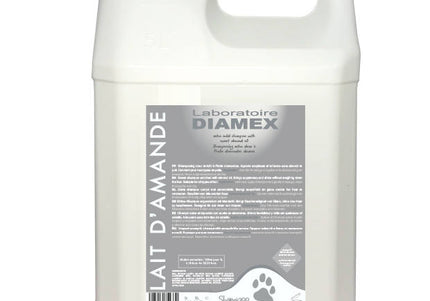 Diamex Lait D'amandes Almond Oil Shampoo – Concentrated 1:8 Formula, 5L, Suitable All Coats
