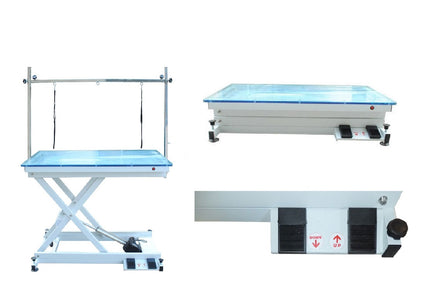 Blovi Crystal Electric Grooming Table 110x60cm – Illuminated Acrylic Glass, Professional Design