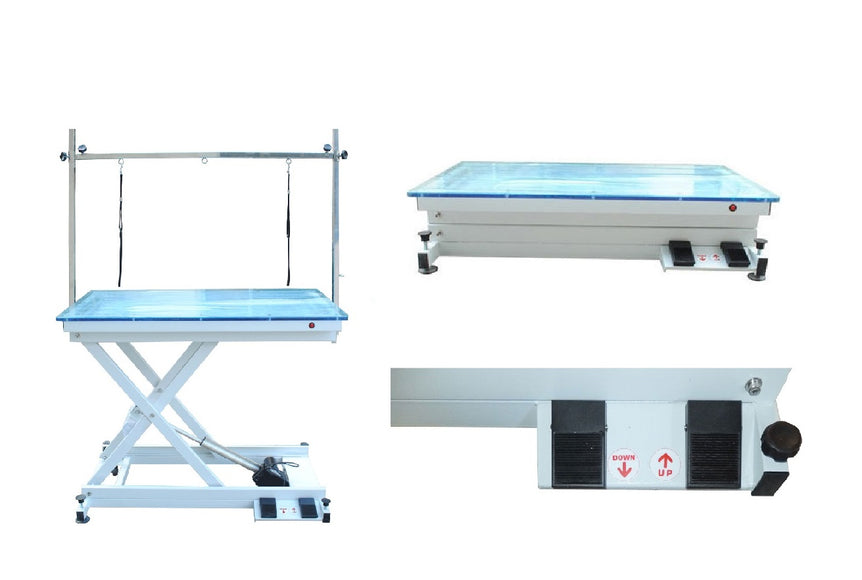 Blovi Crystal Electric Grooming Table 110x60cm – Illuminated Acrylic Glass, Professional Design