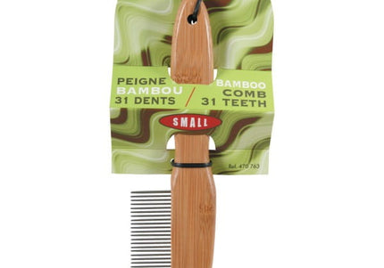 Zolux Bamboo Wooden Comb – Rotating 31 Teeth, Small Size, Gentle Detangling Tool