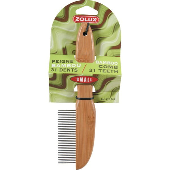Zolux Bamboo Wooden Comb – Rotating 31 Teeth, Small Size, Gentle Detangling Tool
