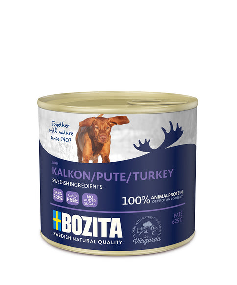 Bozita Turkey Wet Dog Food – High-Protein Canned Meal, 625g, Grain-Free Recipe
