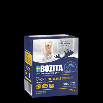 Bozita Chicken and Rice Wet Dog Food – Balanced Grain-Inclusive Recipe, 370g Can