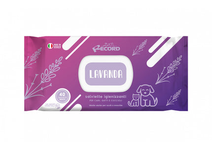 Record Lavender Grooming Wipes – Universal Cleaning Cloths, 40 Pack, Gentle Lavender Scent