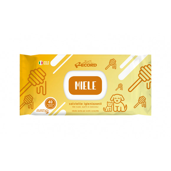 Record Honey Pet Cleaning Wipes – Universal Soft Wipes with Honey, 40 Pack, Gentle Fur and Skin Care