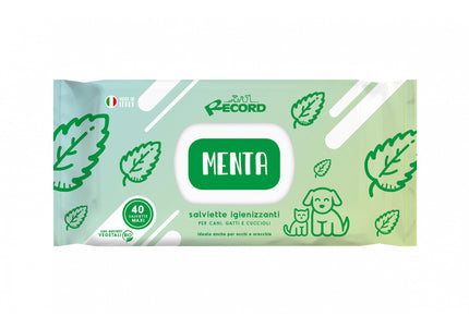 Record Mint Grooming Wipes – Universal Cleansing Cloths, 40 Pack, Refreshing Scent
