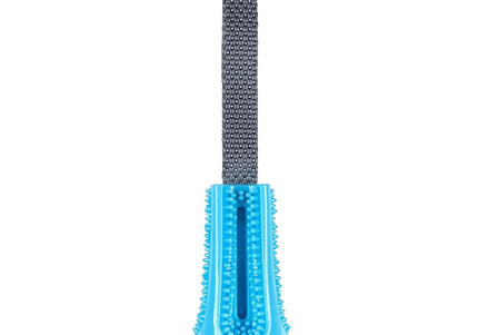 Nuzzle Puzzle Fling N Forage Bell Rubber Dog Toy with Handle and Treat Bell – Durable Interactive Play