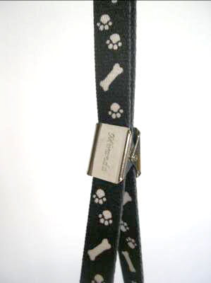 Trim Nylon Grooming Leash – Black with Paw Print, 16mm Wide, 58cm Durable Design