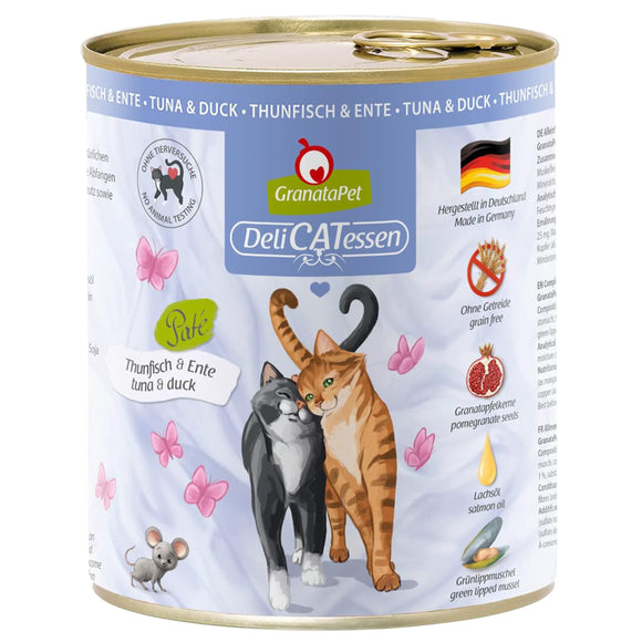 GranataPet DeliCatessen Tuna & Duck Wet Cat Food – Grain-Free, 800g Can, Premium Protein Blend