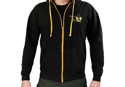 Julius-K9 Full-Zip Hoodie Unit Black/Gold – Comfortable Cotton Blend, Small Size, Stylish Trainer Apparel