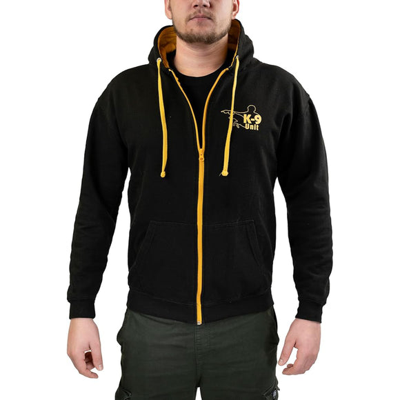 Julius-K9 Full-Zip Hoodie Unit Black/Gold – Comfortable Cotton Blend, Small Size, Stylish Trainer Apparel