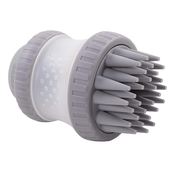 Dexas ScrubBuster Silicone Bath Brush – Built-In Shampoo Dispenser, Gentle Blue Design