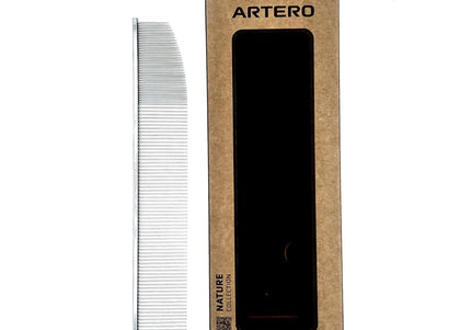 Artero Cornerless Volume Comb 23cm – Large Metal Grooming Comb with Mixed Tooth Spacing, Rounded Edge