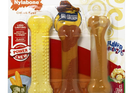 Nylabone Extreme Dura Chew Triple Pack – Durable Chew Set, Chicken, Corn, Vanilla Flavors