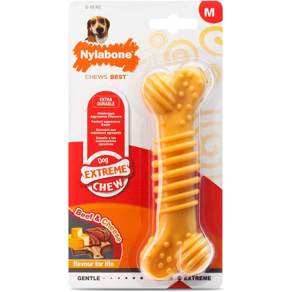 Nylabone Extreme Texture Beef and Cheese Bone – XL Dental Chew, Durable Flavor-Infused Design