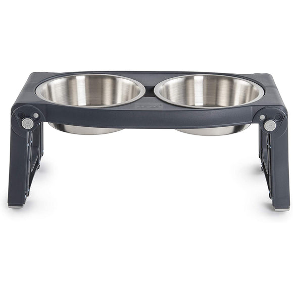 Dexas Adjustable Height Feeder – Steel Bowls on Stand, Customizable Elevated Design