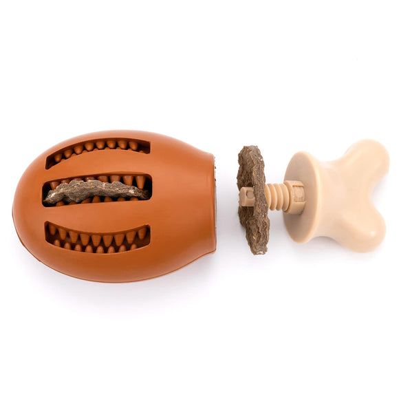 PetSafe Busy Buddy Chompin' Chicken Dog Chew Toy – Chicken Leg Shape, Small/Medium, Durable Design
