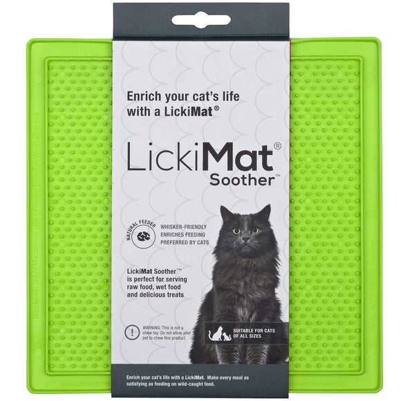 LickiMat Classic Soother Cat Licking Mat – Soft Textured Silicone, Purple, Calming Design