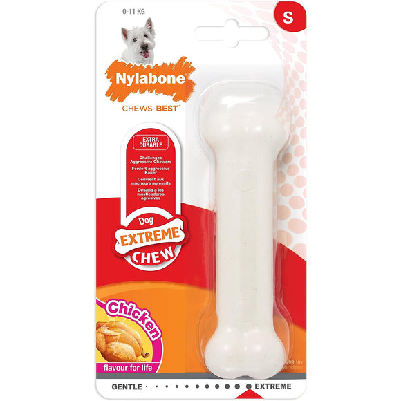 Nylabone Extreme Chew Chicken Bone – Durable XL Chew Toy with Real Chicken Flavor