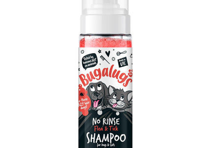 Bugalugs No Rinse Flea & Tick Shampoo 200ml – Dry Cleansing Formula, Insect Repellent Action