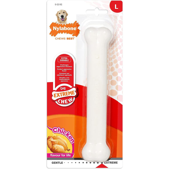 Nylabone Extreme Chew Chicken Bone – Durable XL Chew Toy with Real Chicken Flavor
