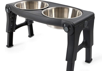 Dexas Adjustable Height Feeder – Steel Bowls on Stand, Customizable Elevated Design